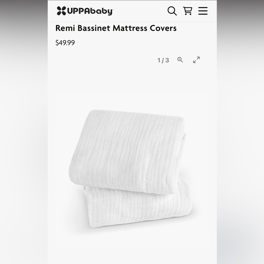 Uppababy Remi sheets White Bassinet Mattress Covers